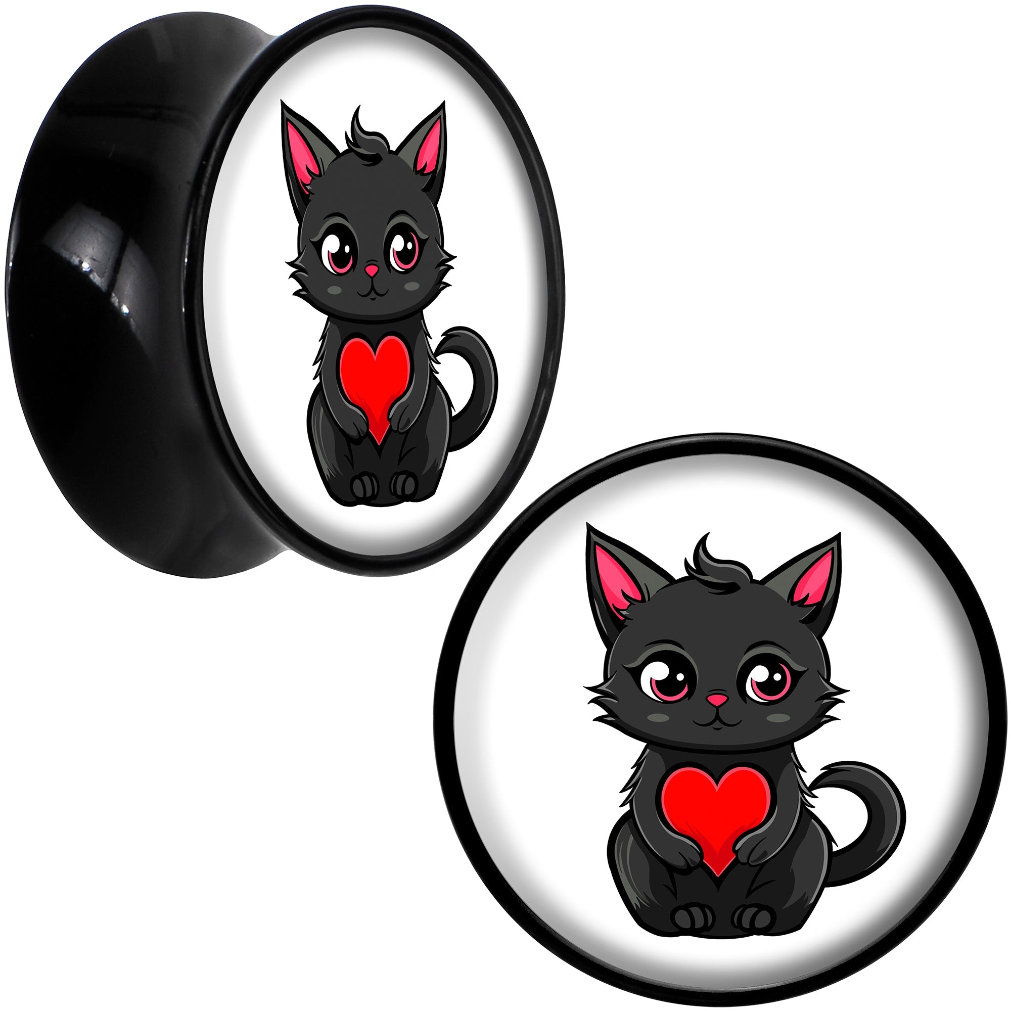 BodyCandy Valentine Cat Black Acrylic Saddle Plug Set by Onyx O — in-use photo