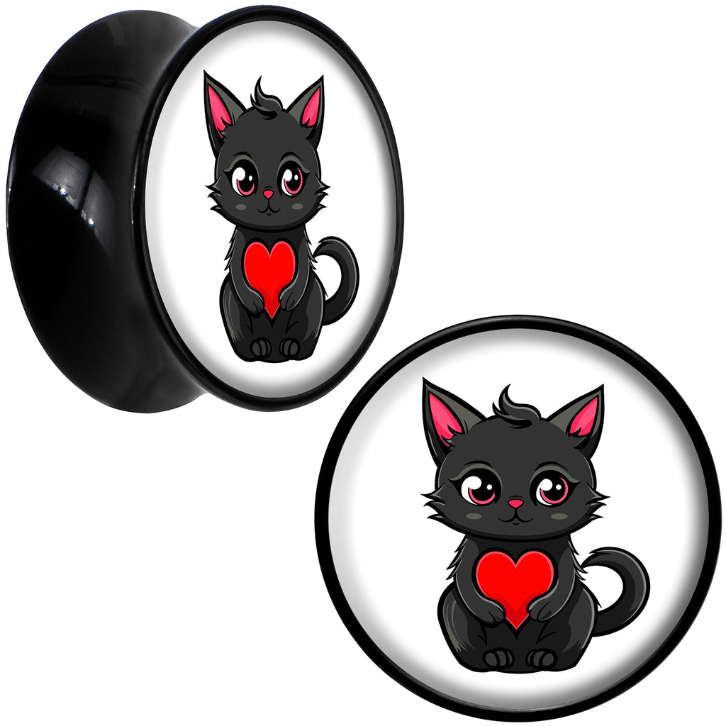 BodyCandy Valentine Cat Black Acrylic Saddle Plug Set by Onyx O — size reference