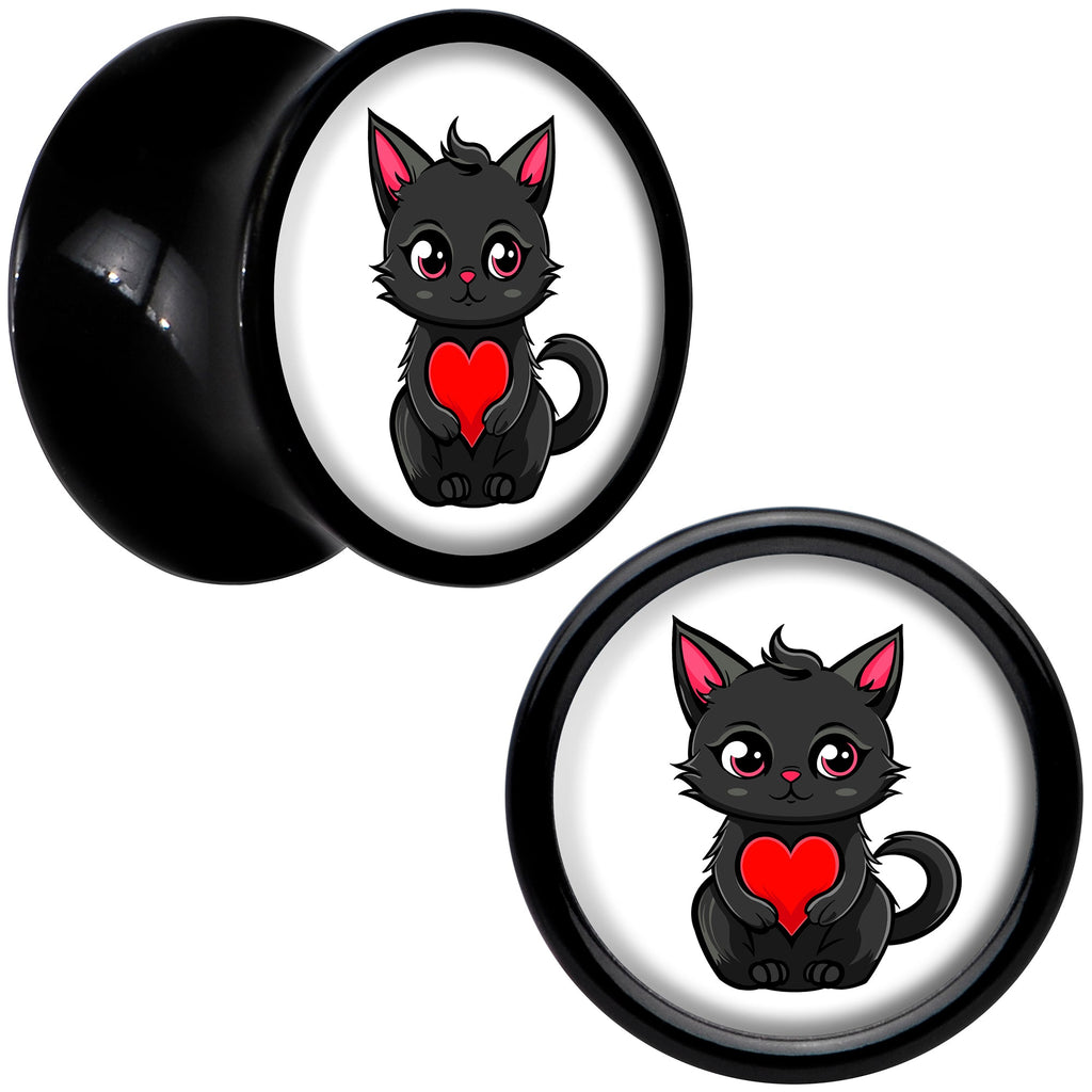 BodyCandy Valentine Cat Black Acrylic Saddle Plug Set by Onyx O — color detail