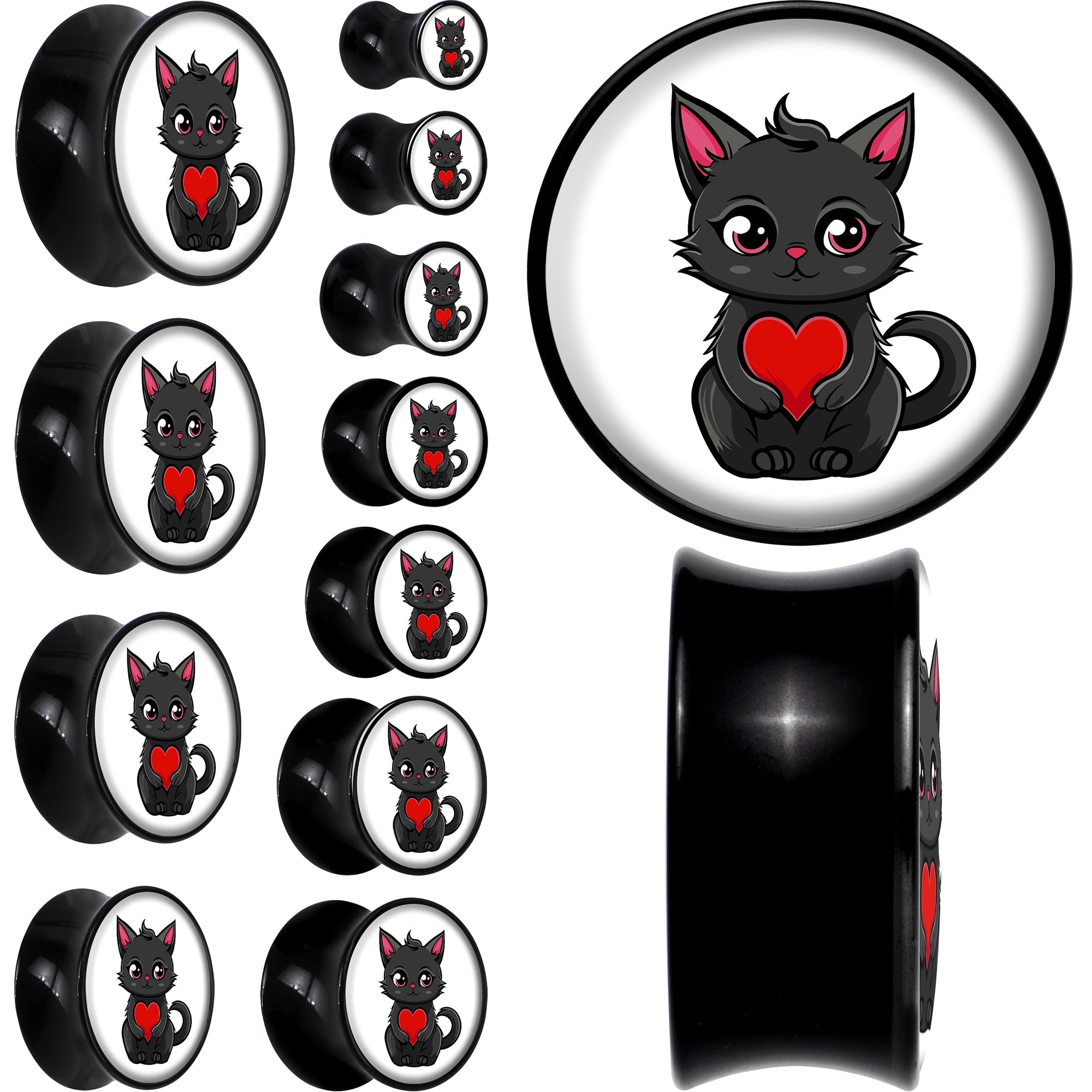 BodyCandy Valentine Cat Black Acrylic Saddle Plug Set by Onyx O — main product shot