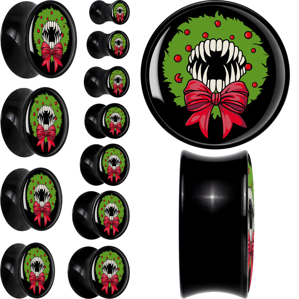 BodyCandy Holiday Vampire Wreath Black Acrylic Saddle Plug Set by Onyx O — main product shot
