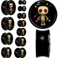 BodyCandy 0G Voodoo Doll Black Acrylic Saddle Plug Set by Onyx O — main product shot