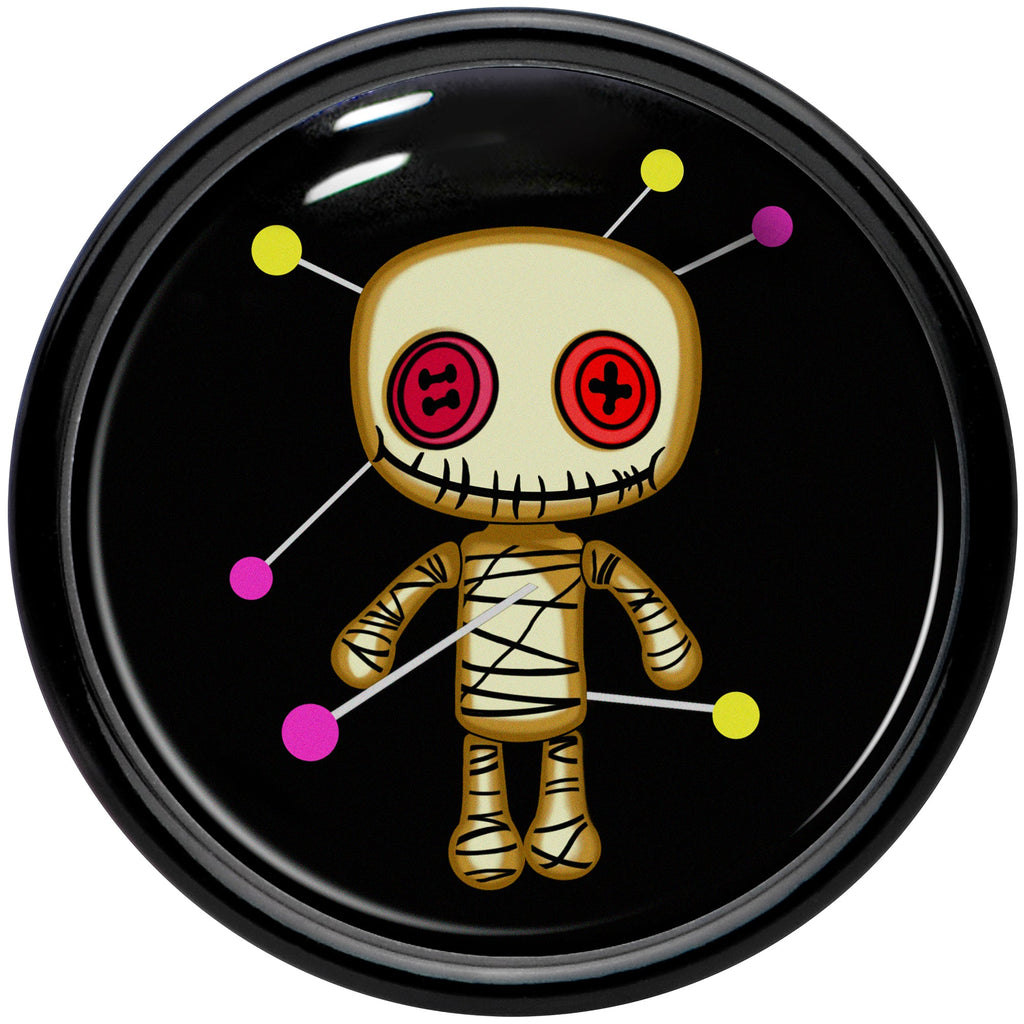 BodyCandy 0G Voodoo Doll Black Acrylic Saddle Plug Set by Onyx O — side view