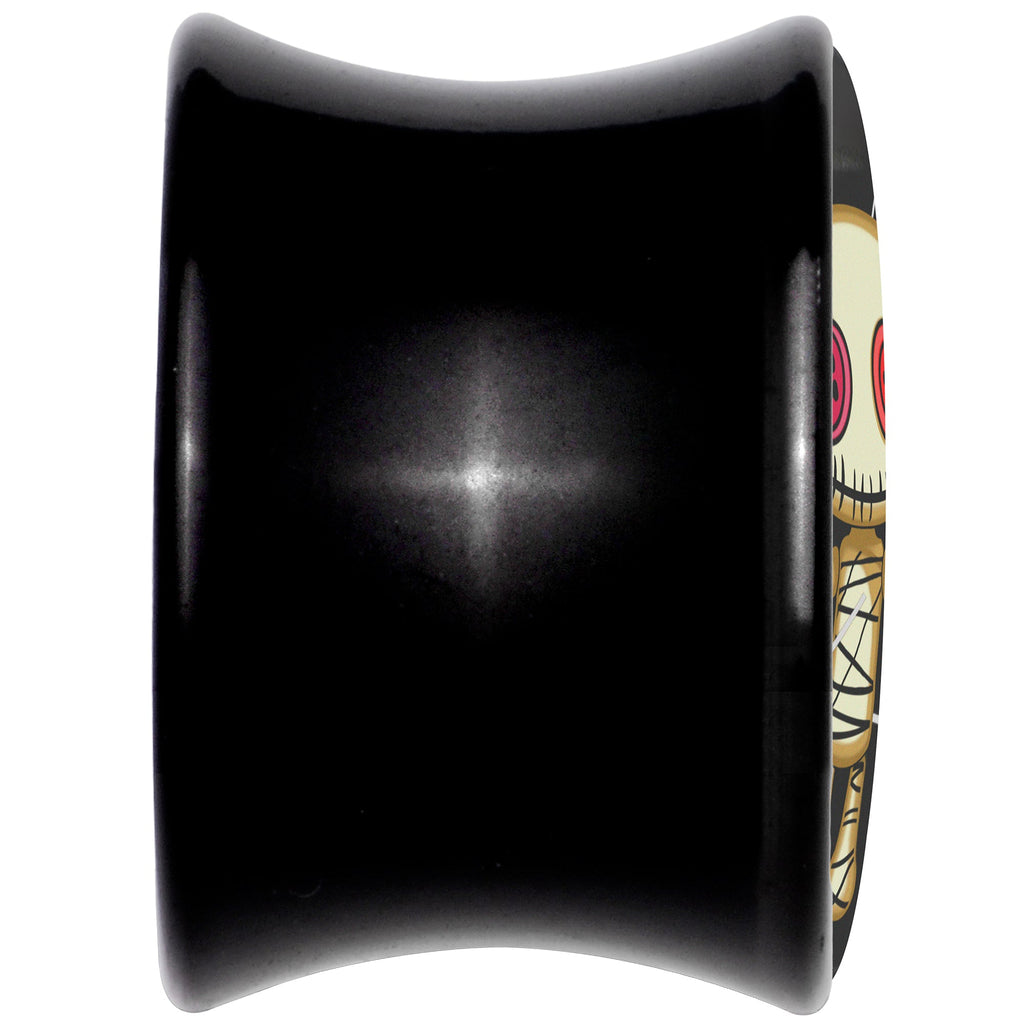 BodyCandy 0G Voodoo Doll Black Acrylic Saddle Plug Set by Onyx O — back view