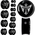 BodyCandy 0G Black White Winged Cross Black Acrylic Saddle Plug Set by Onyx O — main product shot