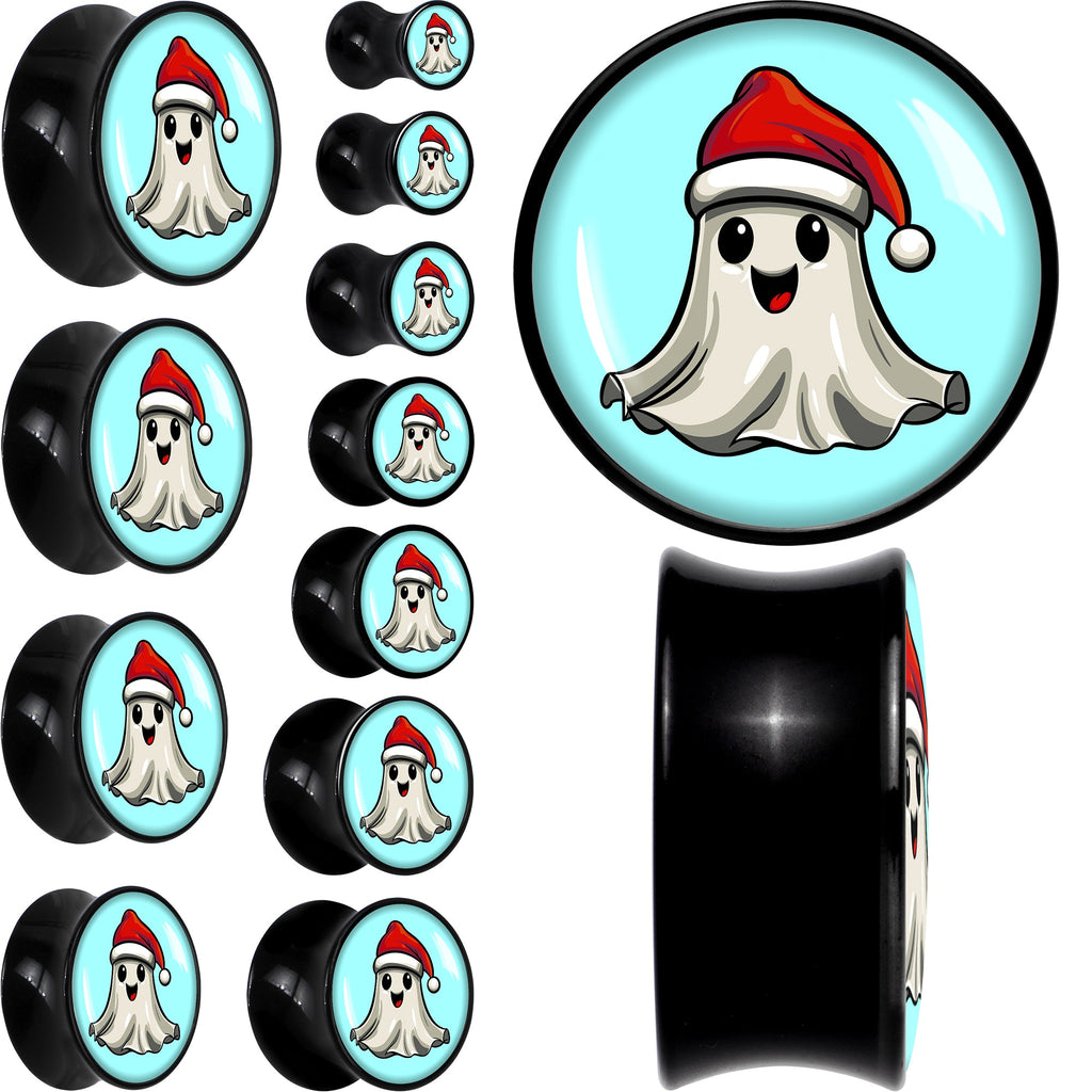 BodyCandy Holiday Christmas Spirit Ghost Black Acrylic Saddle Plug Set by Onyx O — main product shot