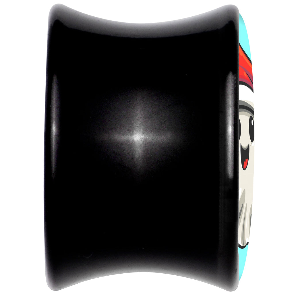 BodyCandy Holiday Christmas Spirit Ghost Black Acrylic Saddle Plug Set by Onyx O — detail close-up