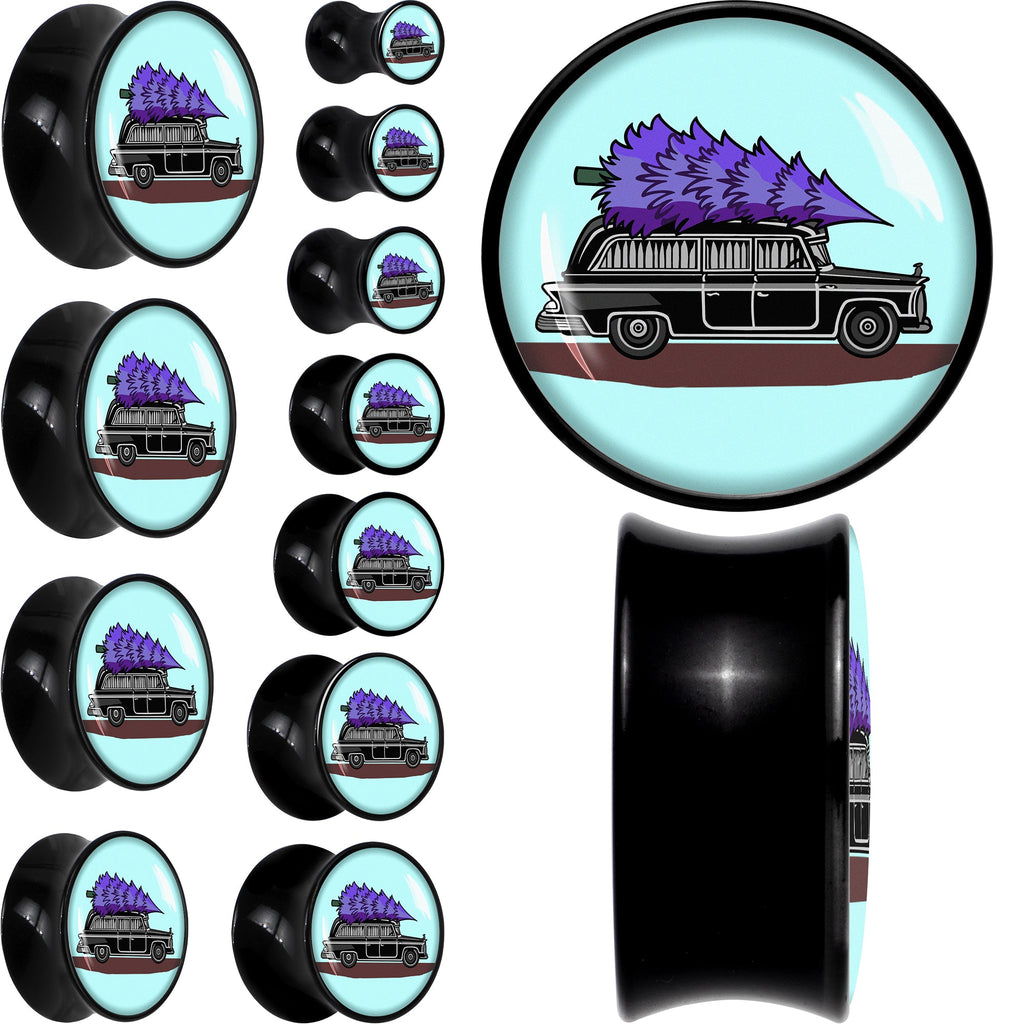 BodyCandy Holiday Christmas Hearse Black Acrylic Saddle Plug Set by Onyx O — main product shot