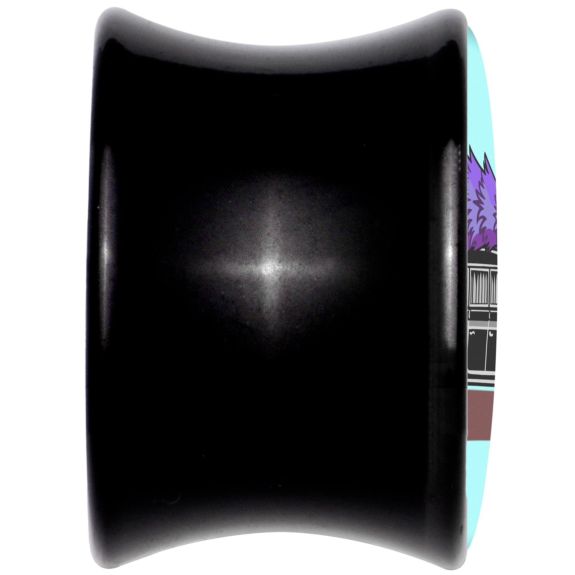 BodyCandy Holiday Christmas Hearse Black Acrylic Saddle Plug Set by Onyx O — detail close-up