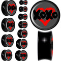 BodyCandy 0G XOXO Heart Black Acrylic Saddle Plug Set by Onyx O — main product shot