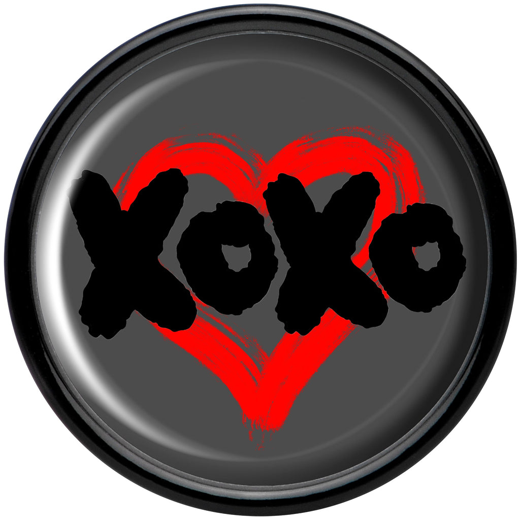 BodyCandy 0G XOXO Heart Black Acrylic Saddle Plug Set by Onyx O — side view