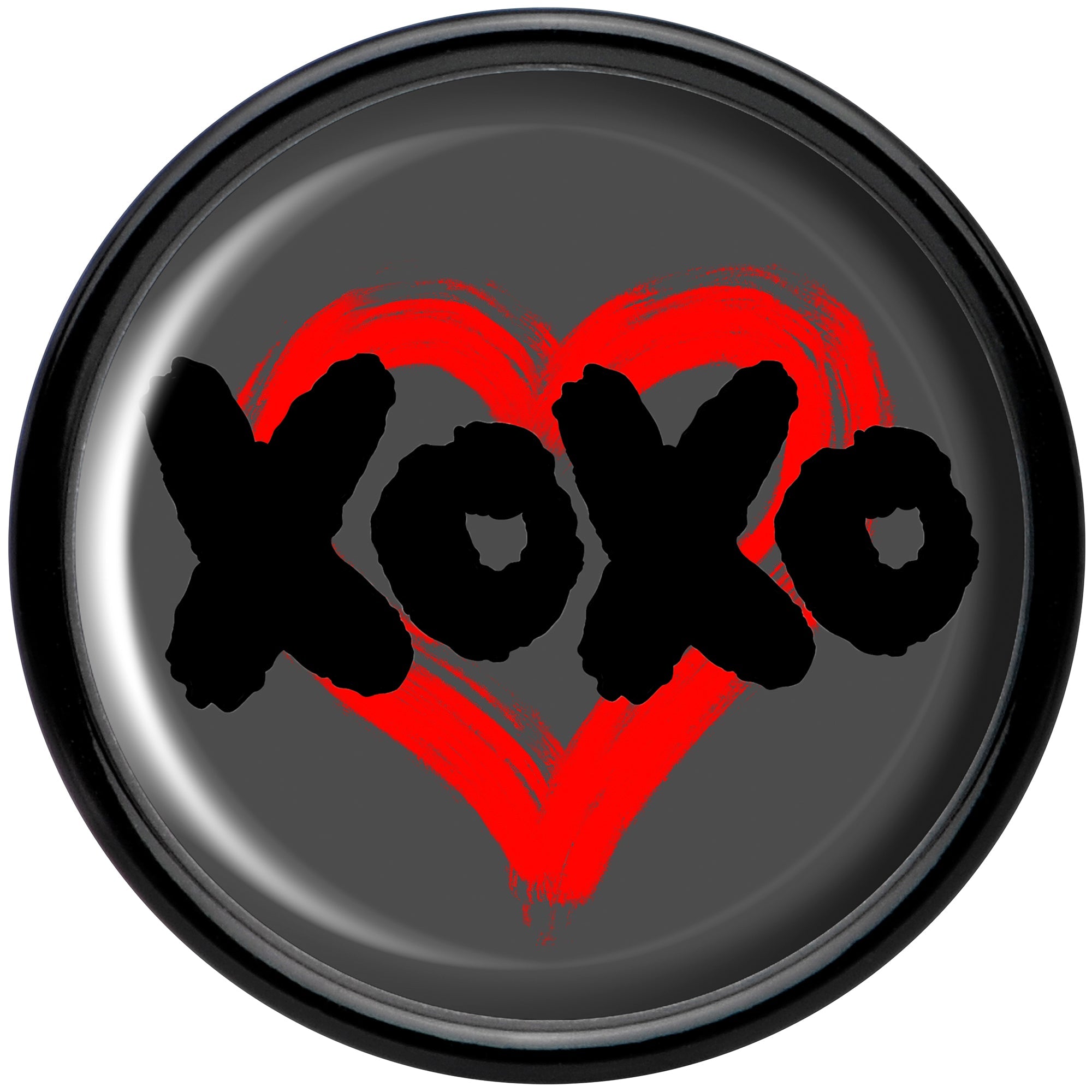 BodyCandy 0G XOXO Heart Black Acrylic Saddle Plug Set by Onyx O — side view