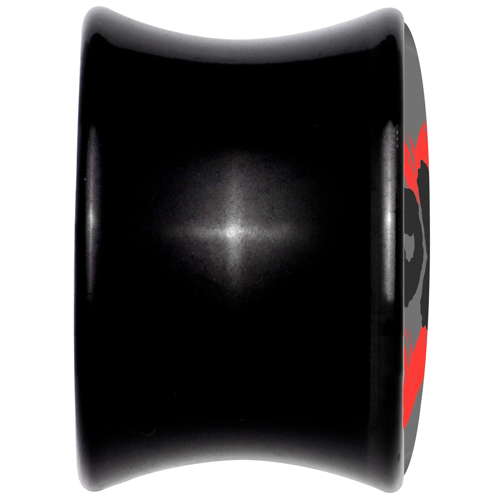 BodyCandy 0G XOXO Heart Black Acrylic Saddle Plug Set by Onyx O — back view