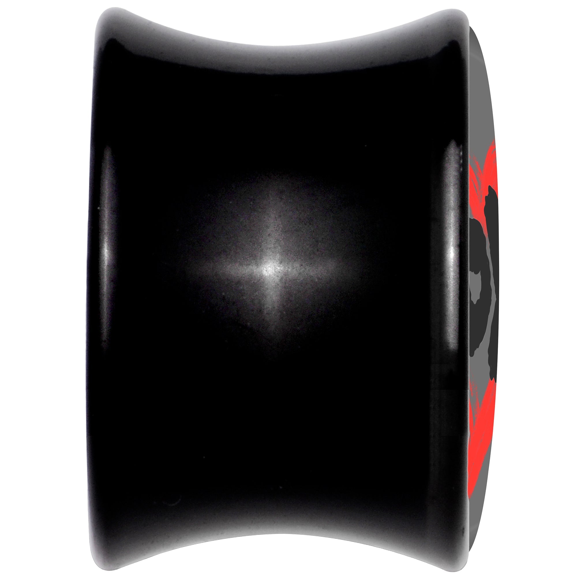 BodyCandy 0G XOXO Heart Black Acrylic Saddle Plug Set by Onyx O — back view