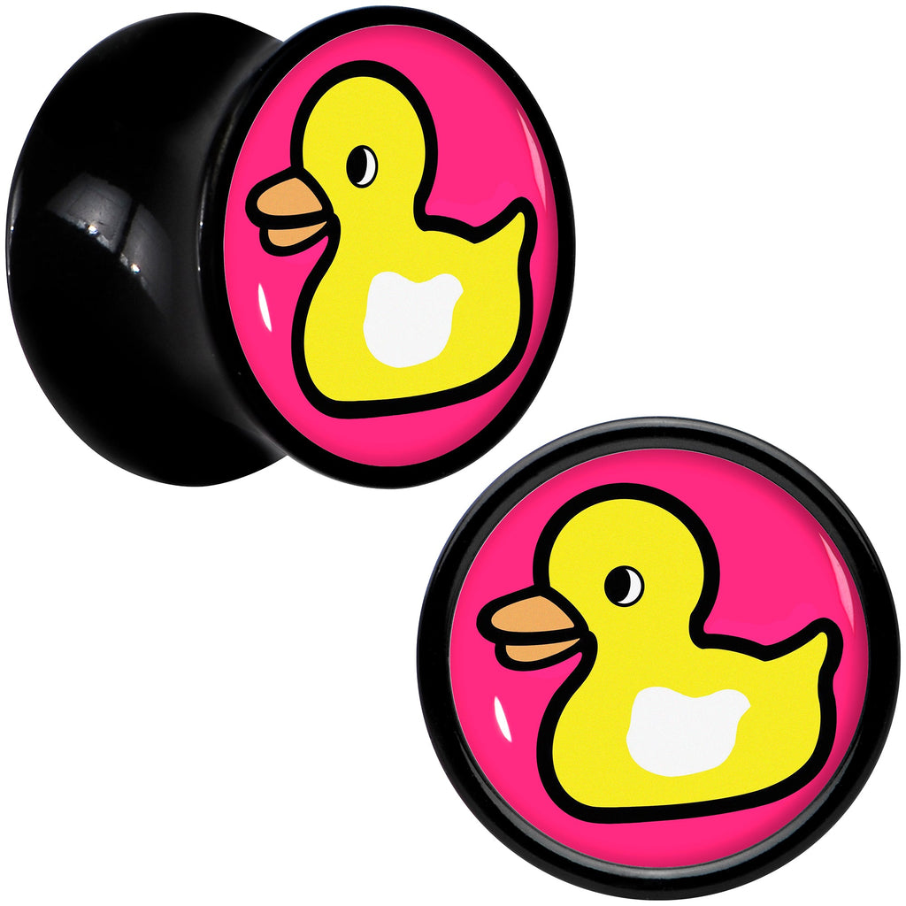 BodyCandy Black Acrylic Yellow Ducky Double Flare Plug Set by Onyx O — alternative angle