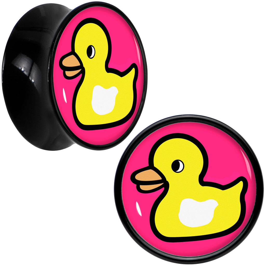 BodyCandy Black Acrylic Yellow Ducky Double Flare Plug Set by Onyx O — color detail