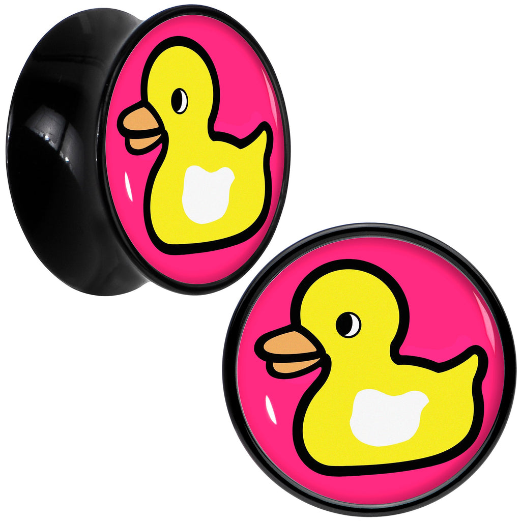 BodyCandy Black Acrylic Yellow Ducky Double Flare Plug Set by Onyx O — packaging