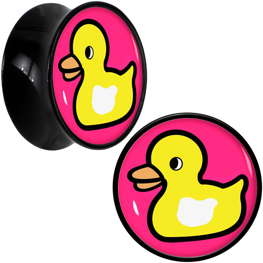 BodyCandy Black Acrylic Yellow Ducky Double Flare Plug Set by Onyx O — comparison shot
