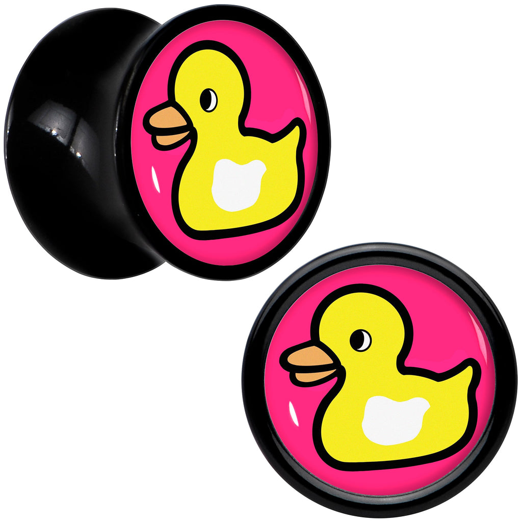 BodyCandy Black Acrylic Yellow Ducky Double Flare Plug Set by Onyx O — feature highlight