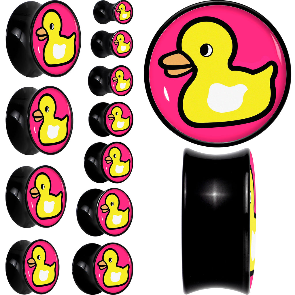 BodyCandy Black Acrylic Yellow Ducky Double Flare Plug Set by Onyx O — main product shot