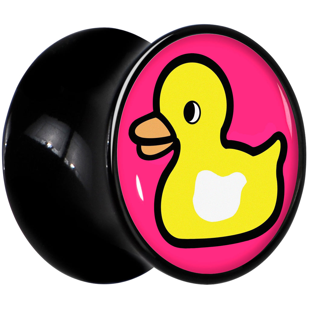 BodyCandy Black Acrylic Yellow Ducky Double Flare Plug Set by Onyx O — lifestyle context