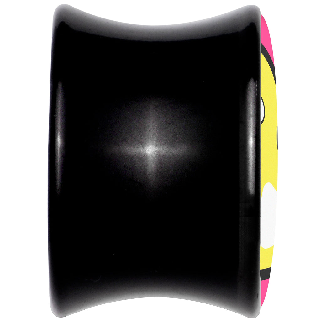 BodyCandy Black Acrylic Yellow Ducky Double Flare Plug Set by Onyx O — back view