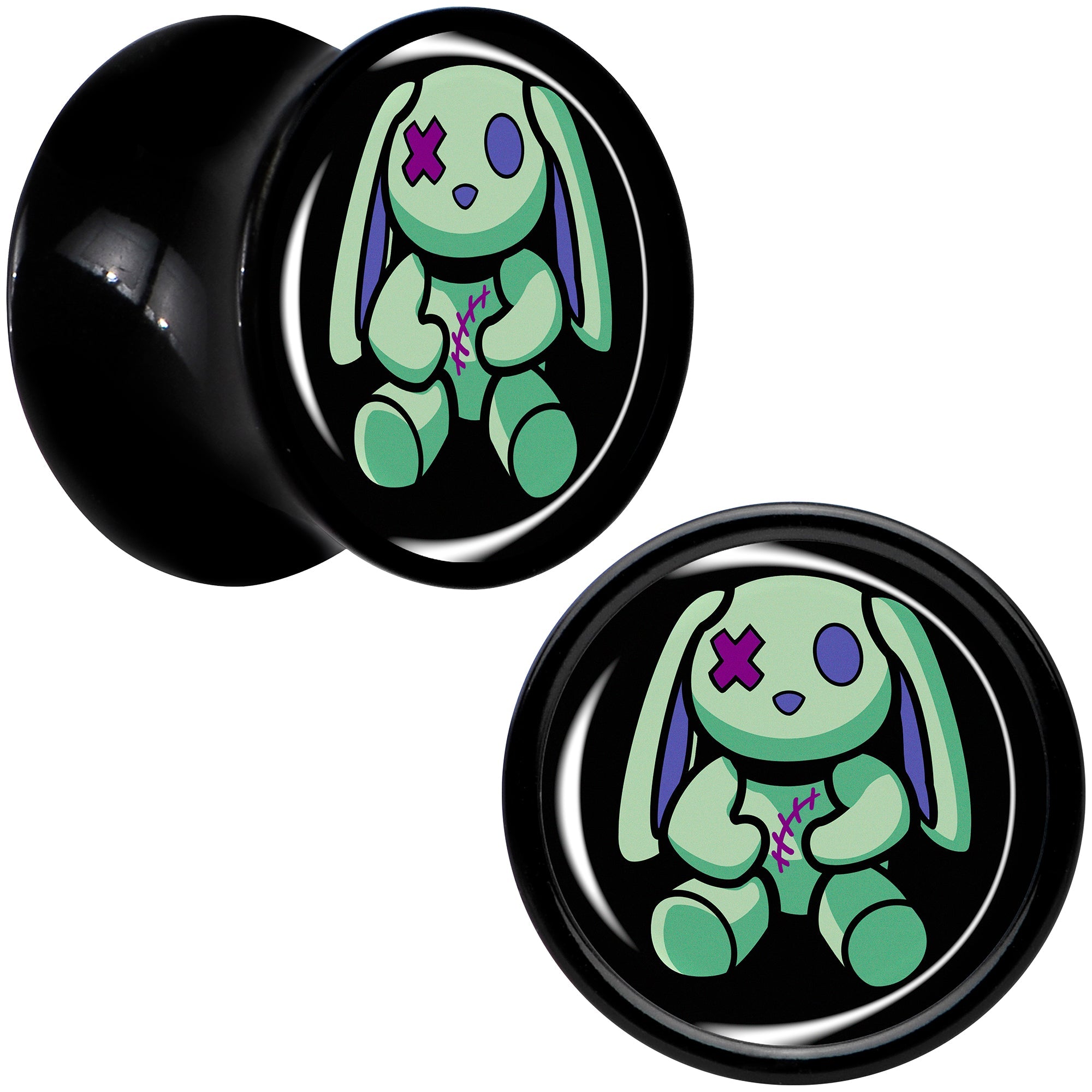 BodyCandy Zombie Bunny Black Acrylic Saddle Plug Set by Onyx O — alternative angle