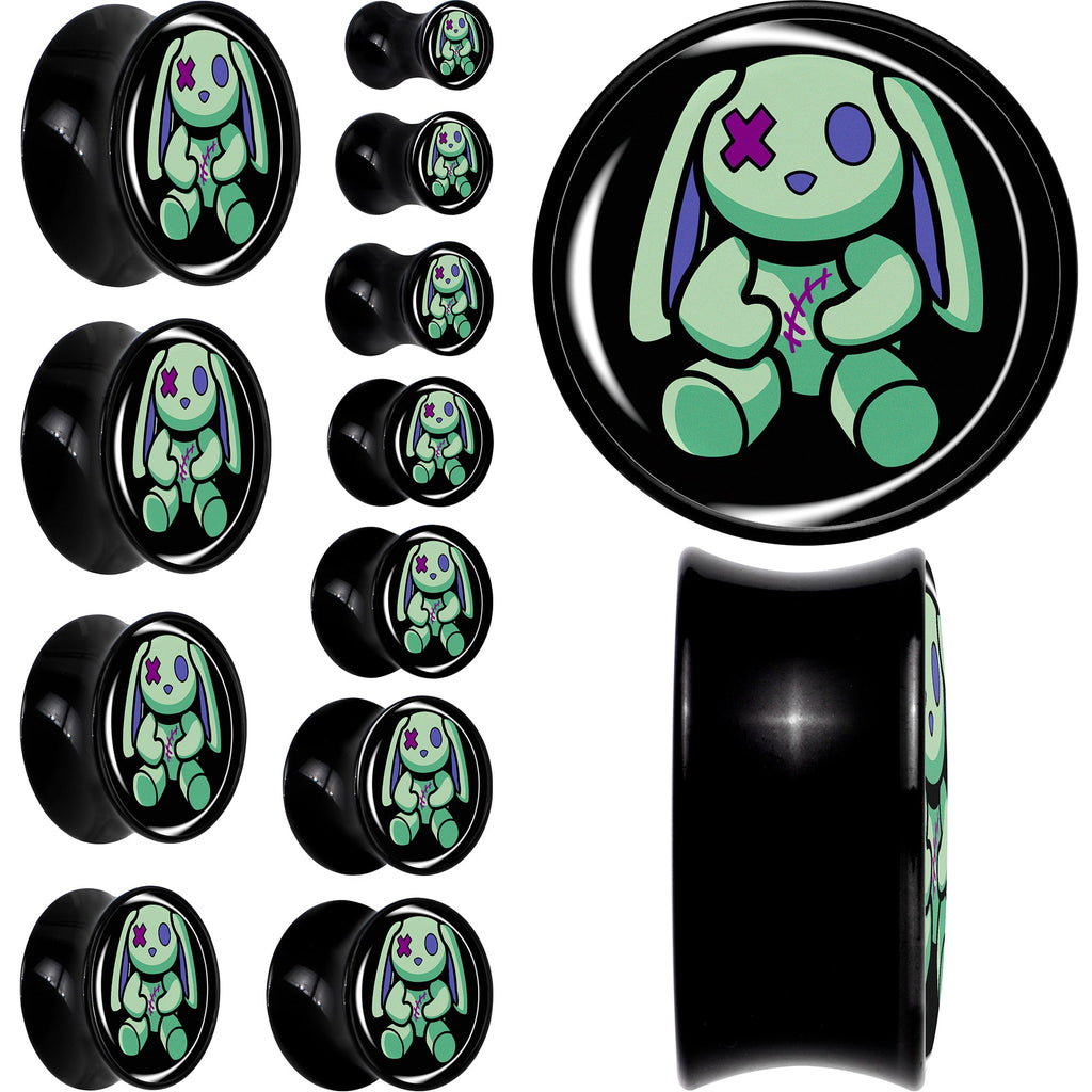 BodyCandy Zombie Bunny Black Acrylic Saddle Plug Set by Onyx O — main product shot