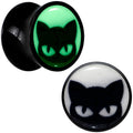 BodyCandy Black Acrylic Glow in the Dark Peeking Cat Double Flare Plug Set by Onyx O — product on model