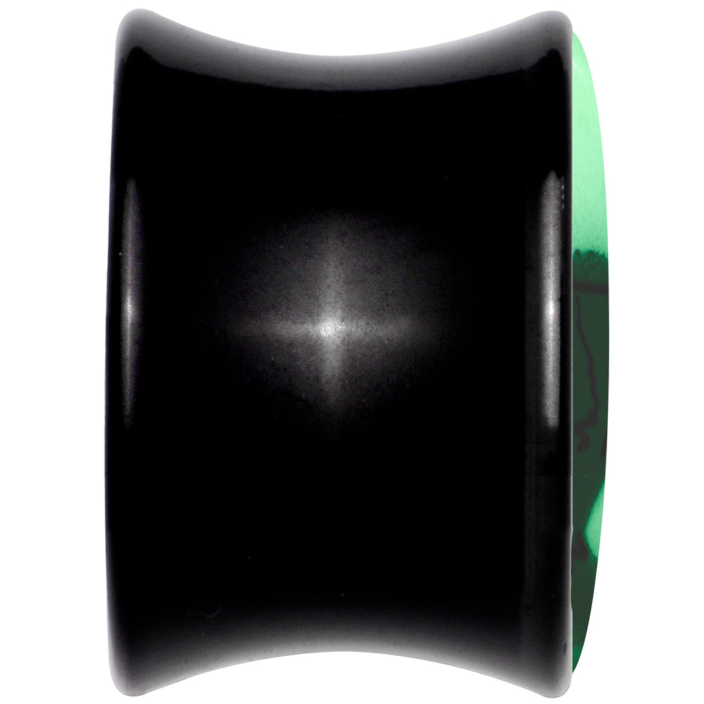 BodyCandy Black Acrylic Glow in the Dark Peeking Cat Double Flare Plug Set by Onyx O — back view