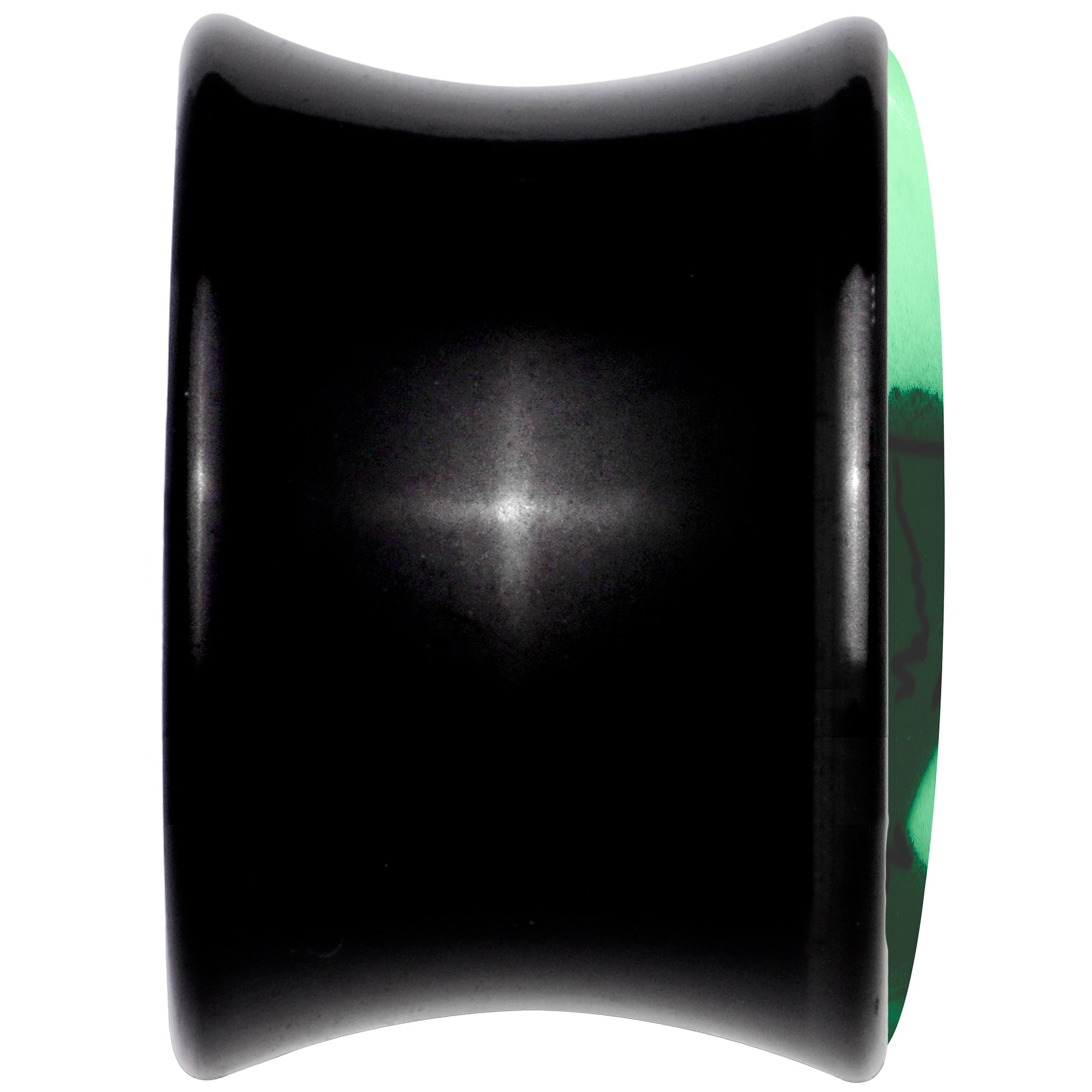 BodyCandy Black Acrylic Glow in the Dark Peeking Cat Double Flare Plug Set by Onyx O — back view