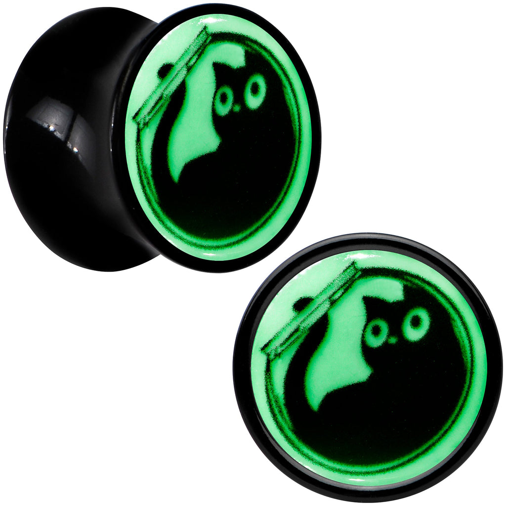 BodyCandy 0G Glow in the Dark Fishbowl Kitty Cat Black Acrylic Saddle Plug Set by Onyx O — lifestyle context