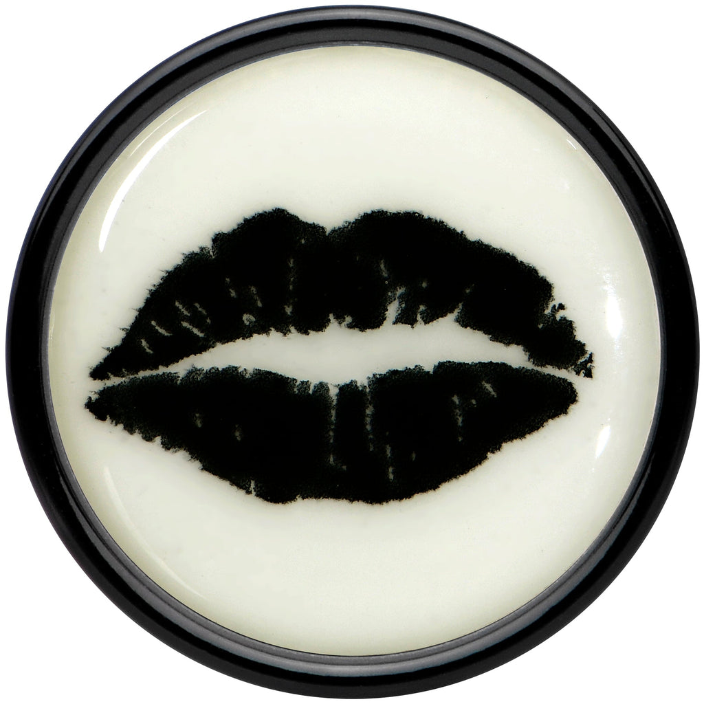 BodyCandy Black Acrylic Lipstick Kiss Glow in Dark Double Flare Plug Set by Onyx O — side view