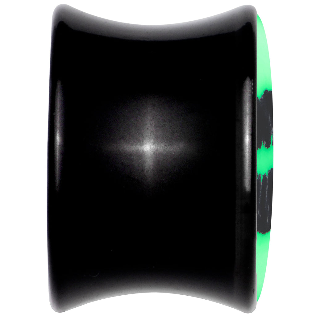 BodyCandy Black Acrylic Lipstick Kiss Glow in Dark Double Flare Plug Set by Onyx O — back view