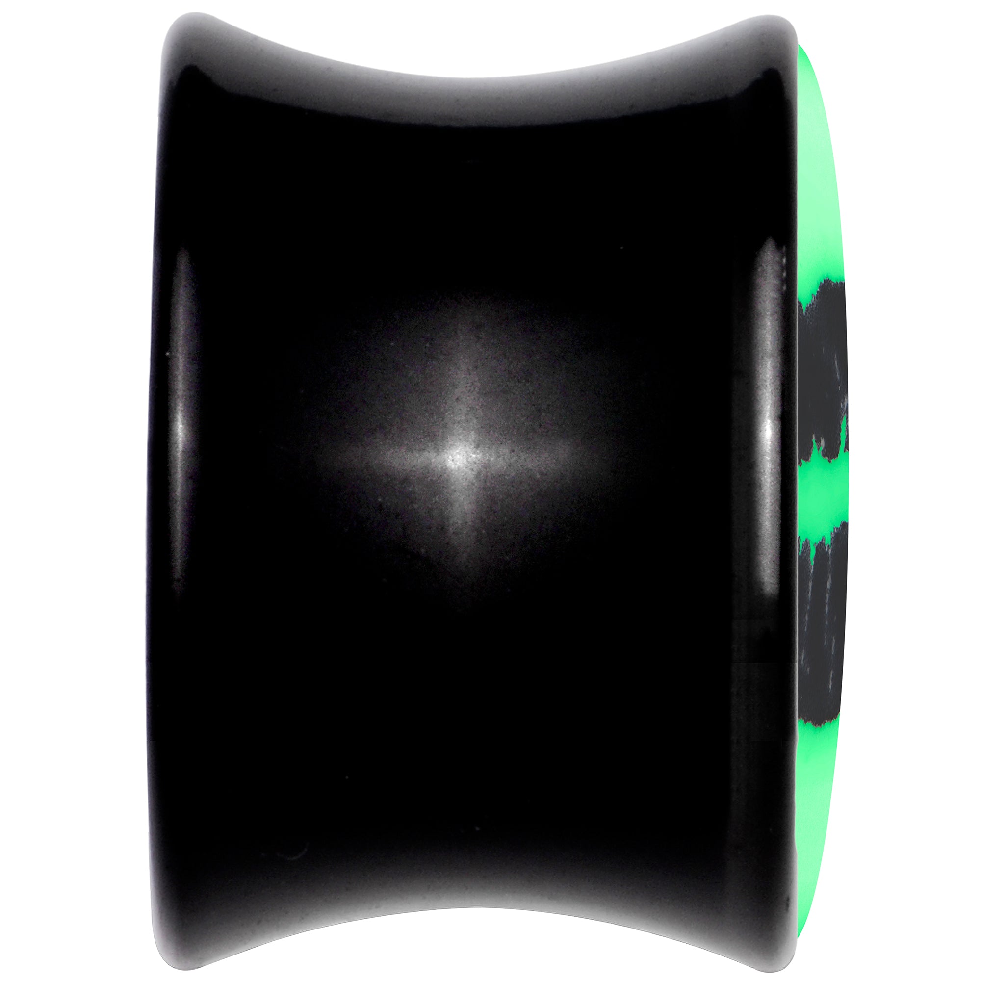 BodyCandy Black Acrylic Lipstick Kiss Glow in Dark Double Flare Plug Set by Onyx O — back view