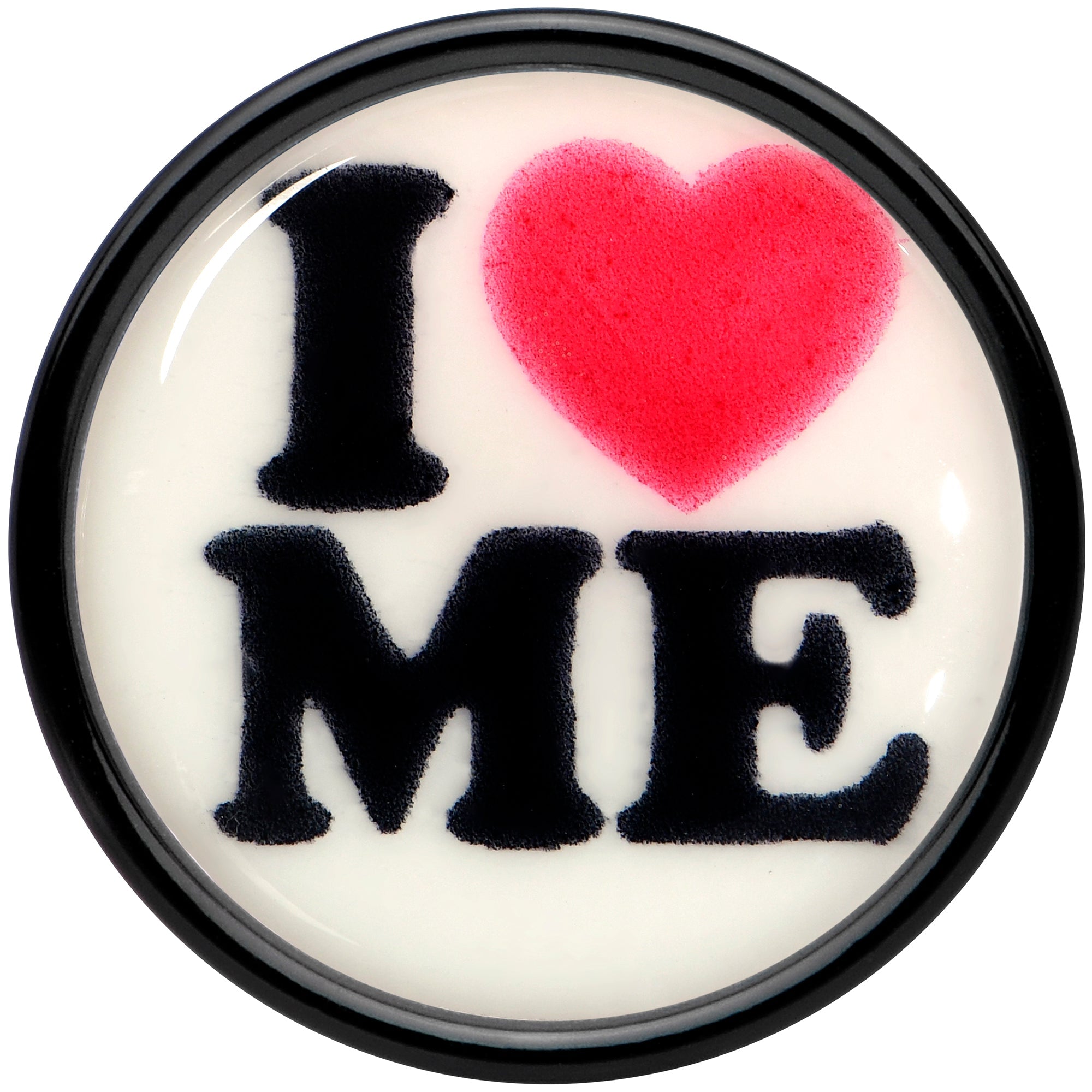 BodyCandy Black Acrylic I Love Me Glow in the Dark Double Flare Plug Set by Onyx O — side view