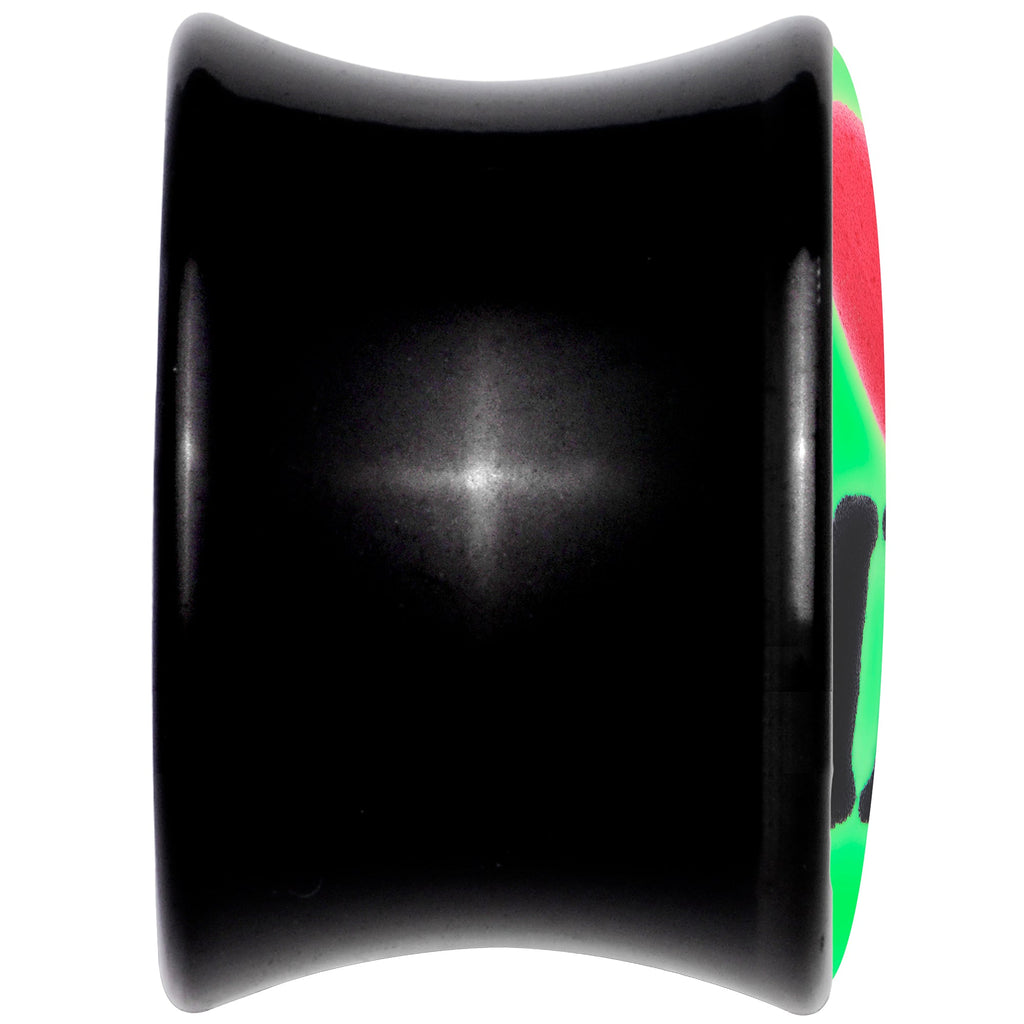 BodyCandy Black Acrylic I Love Me Glow in the Dark Double Flare Plug Set by Onyx O — back view