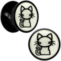BodyCandy Glow in the Dark Kitty Cat Black Acrylic Saddle Plug Set 8mm to 20mm by Onyx O — in-use photo
