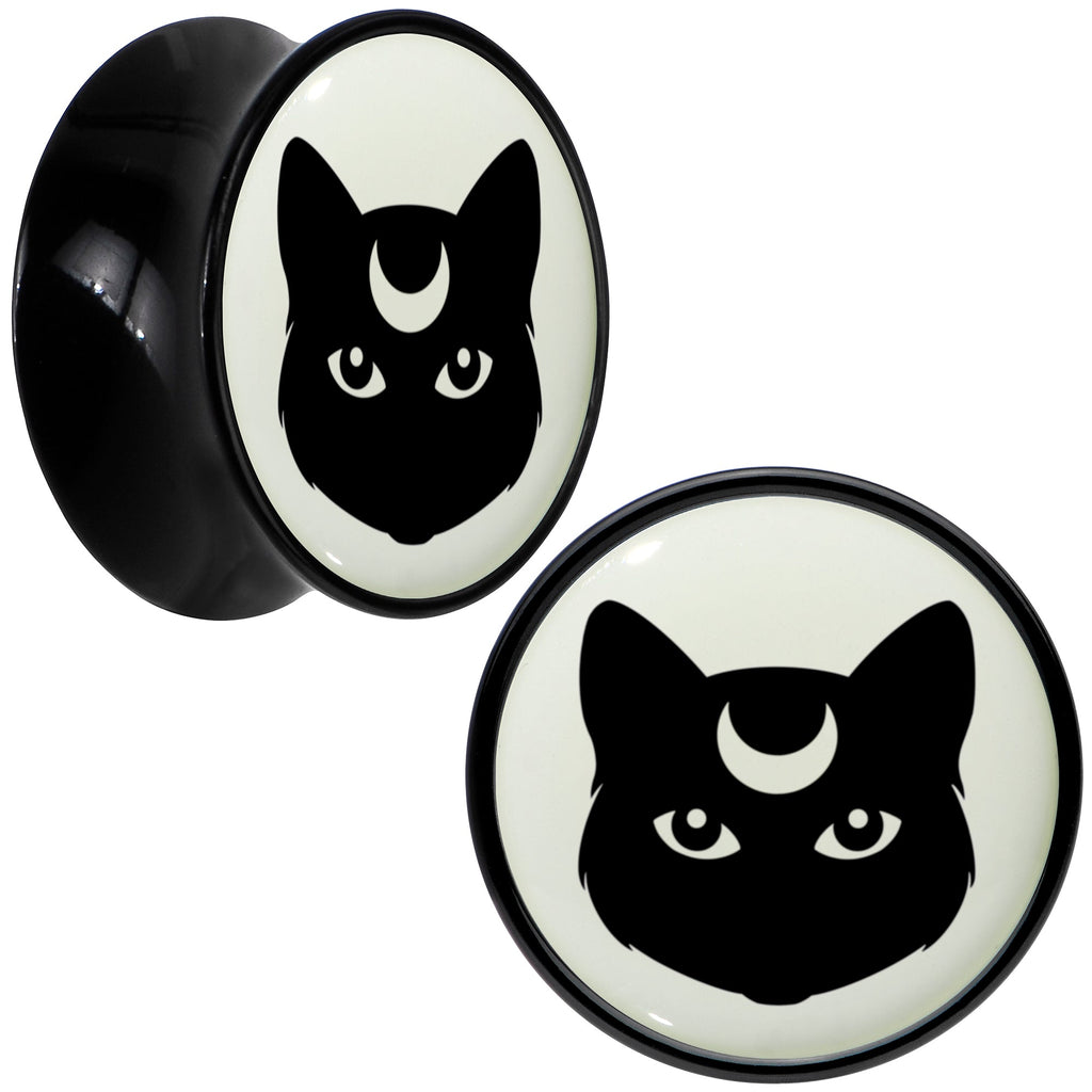 BodyCandy Glow in the Dark Mystic Kitty Cat Black Acrylic Saddle Plug Set by Onyx O — comparison shot