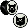BodyCandy Glow in the Dark Mystic Kitty Cat Black Acrylic Saddle Plug Set by Onyx O — product on model