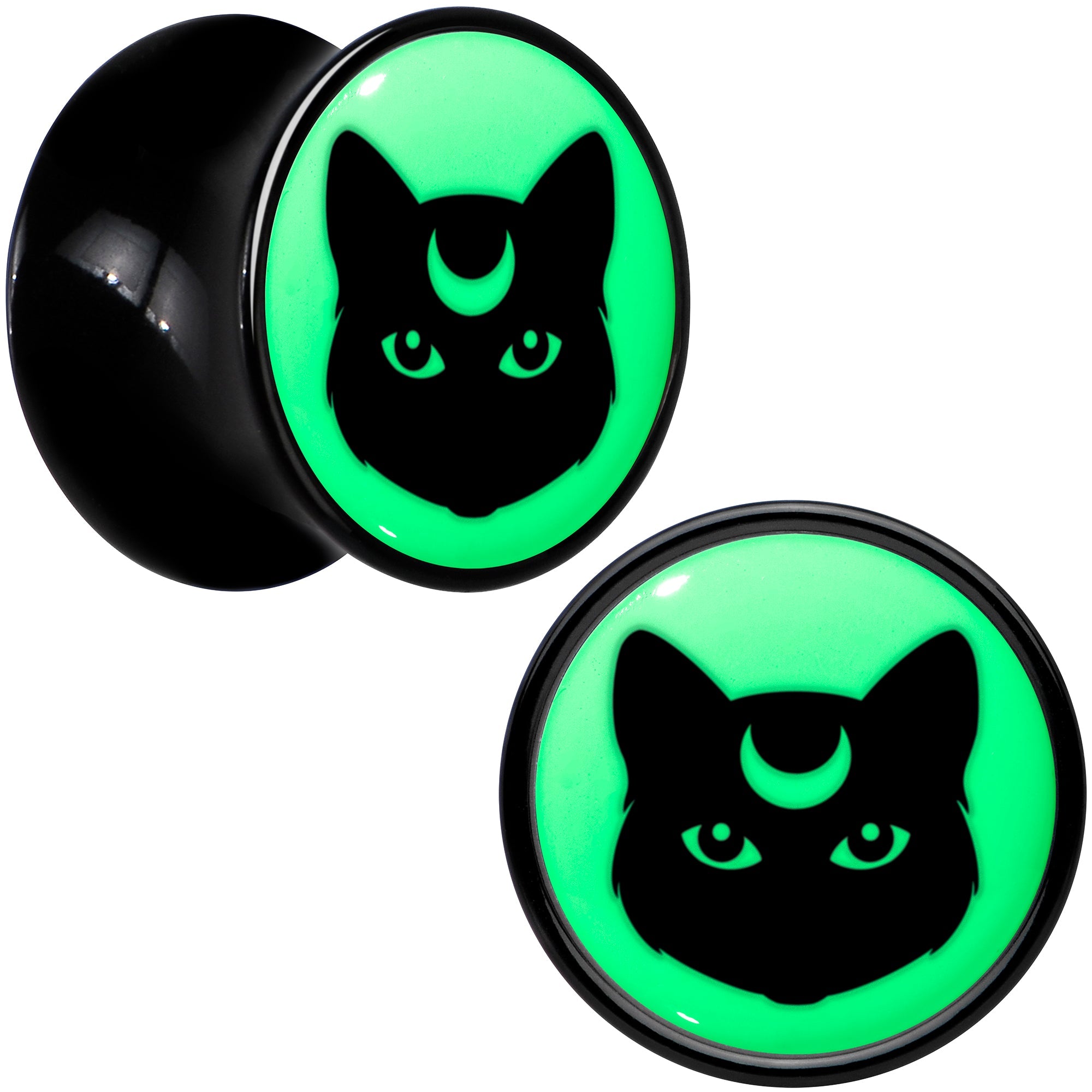 BodyCandy Glow in the Dark Mystic Kitty Cat Black Acrylic Saddle Plug Set by Onyx O — lifestyle context