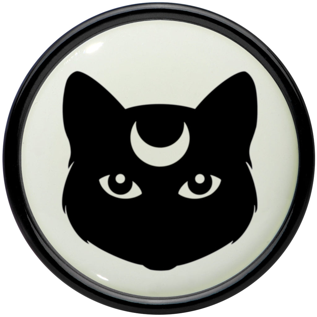 BodyCandy Glow in the Dark Mystic Kitty Cat Black Acrylic Saddle Plug Set by Onyx O — back view