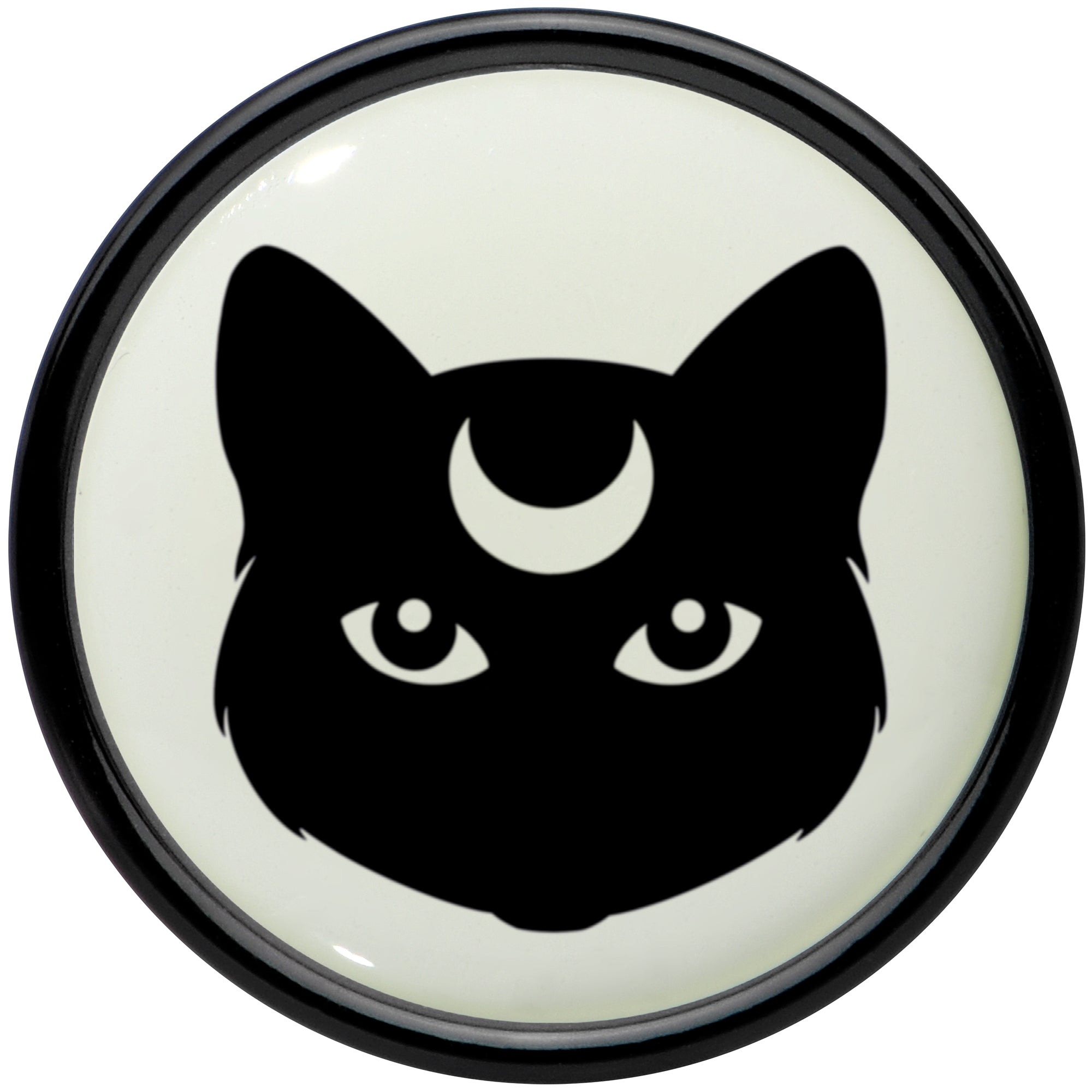BodyCandy Glow in the Dark Mystic Kitty Cat Black Acrylic Saddle Plug Set by Onyx O — back view