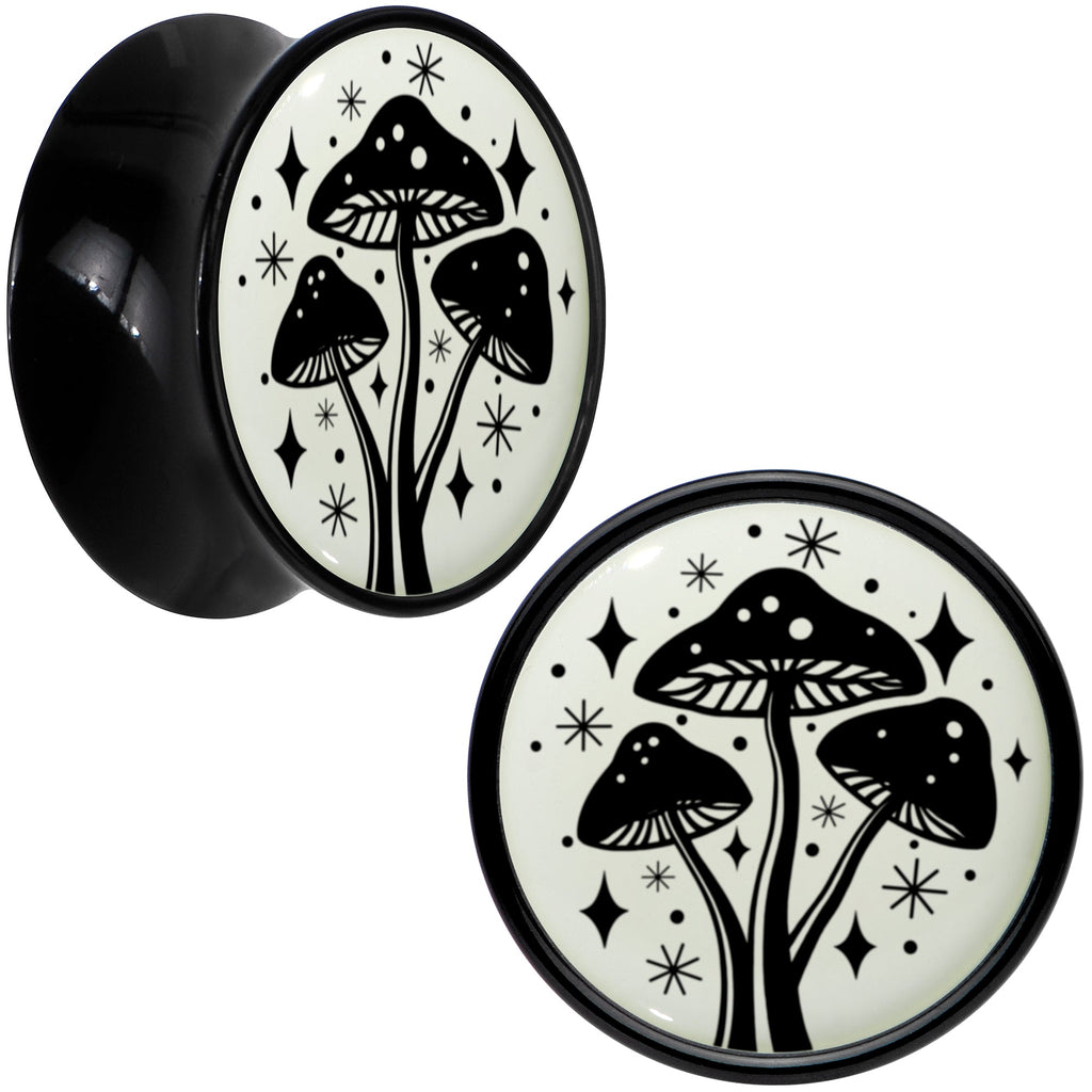 BodyCandy Glow in the Dark Mystic Mushroom Black Acrylic Saddle Plug Set by Onyx O — comparison shot