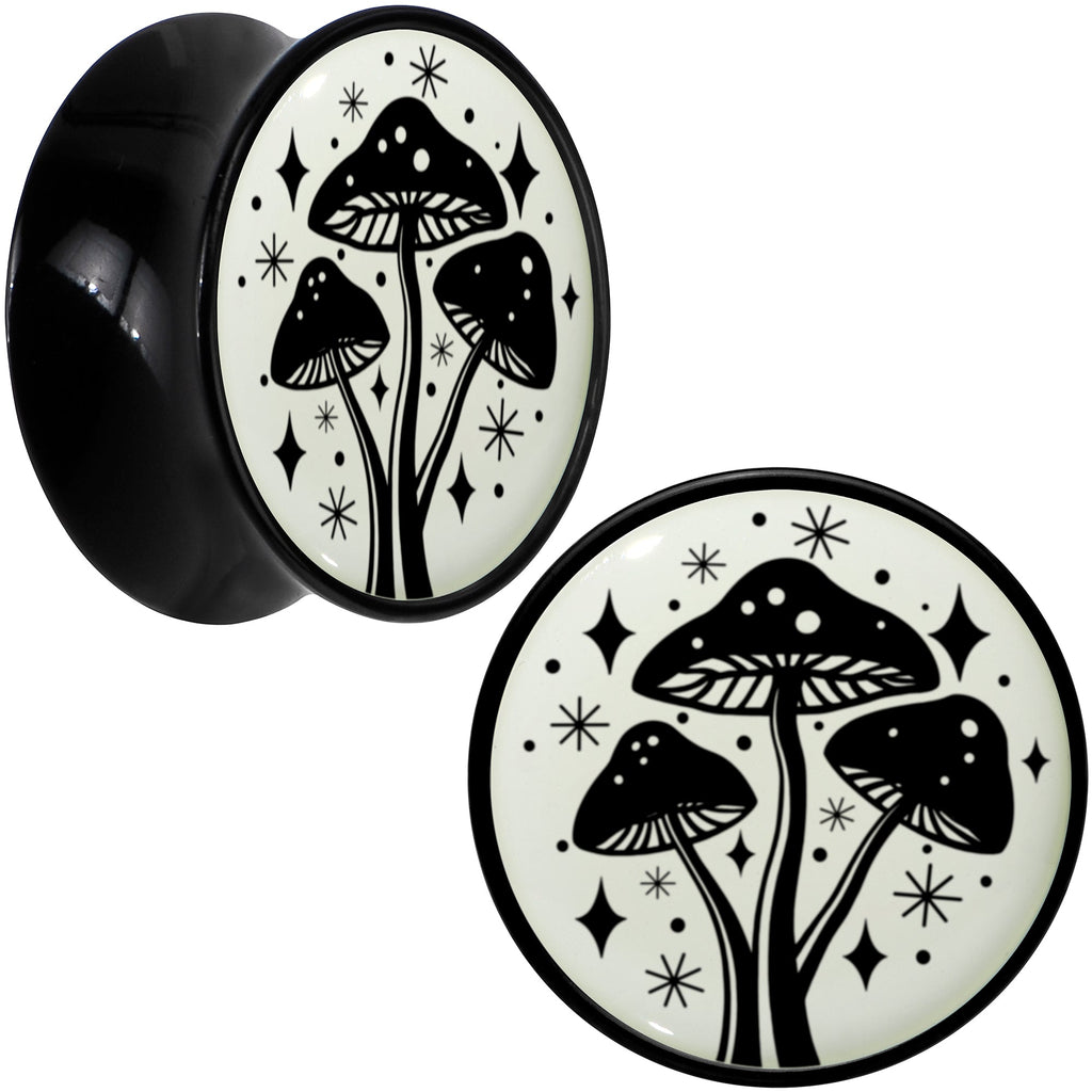 BodyCandy Glow in the Dark Mystic Mushroom Black Acrylic Saddle Plug Set by Onyx O — feature highlight