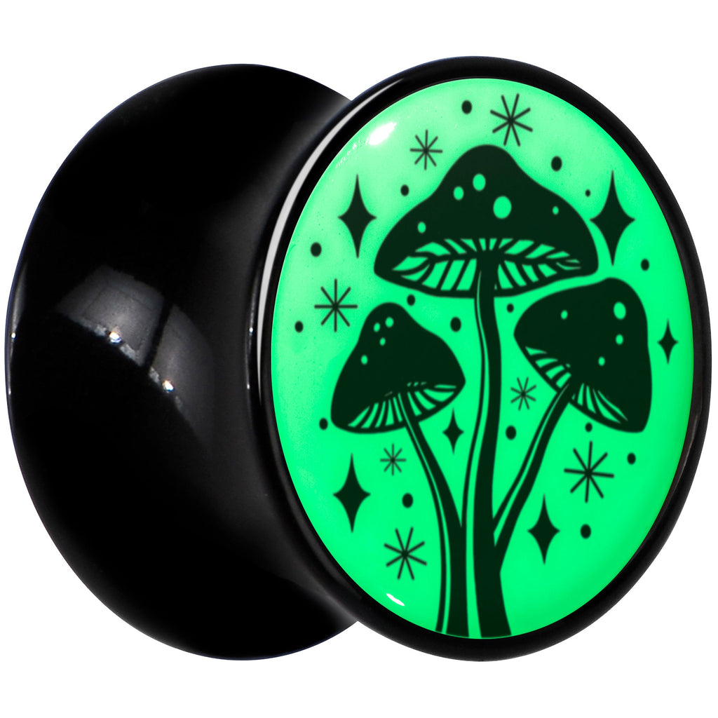 BodyCandy Glow in the Dark Mystic Mushroom Black Acrylic Saddle Plug Set by Onyx O — back view