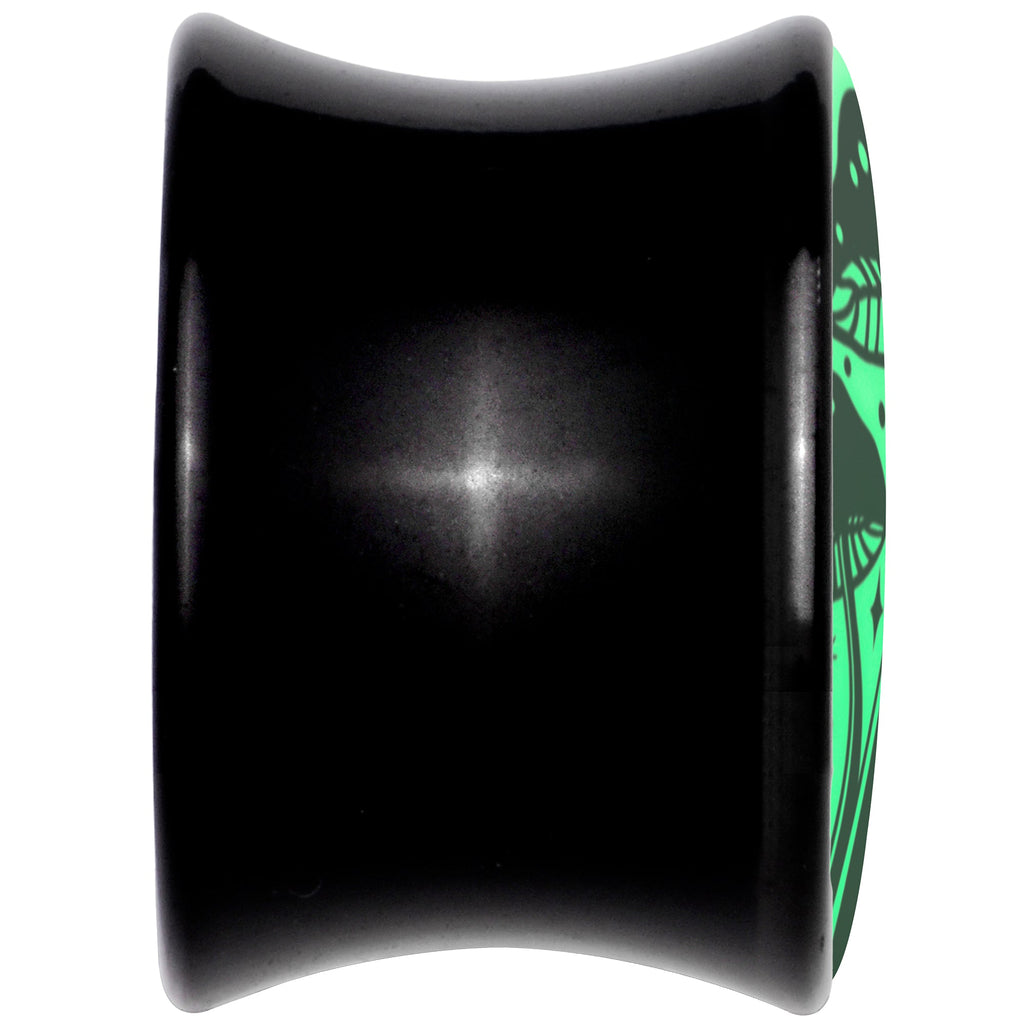 BodyCandy Glow in the Dark Mystic Mushroom Black Acrylic Saddle Plug Set by Onyx O — in-use photo
