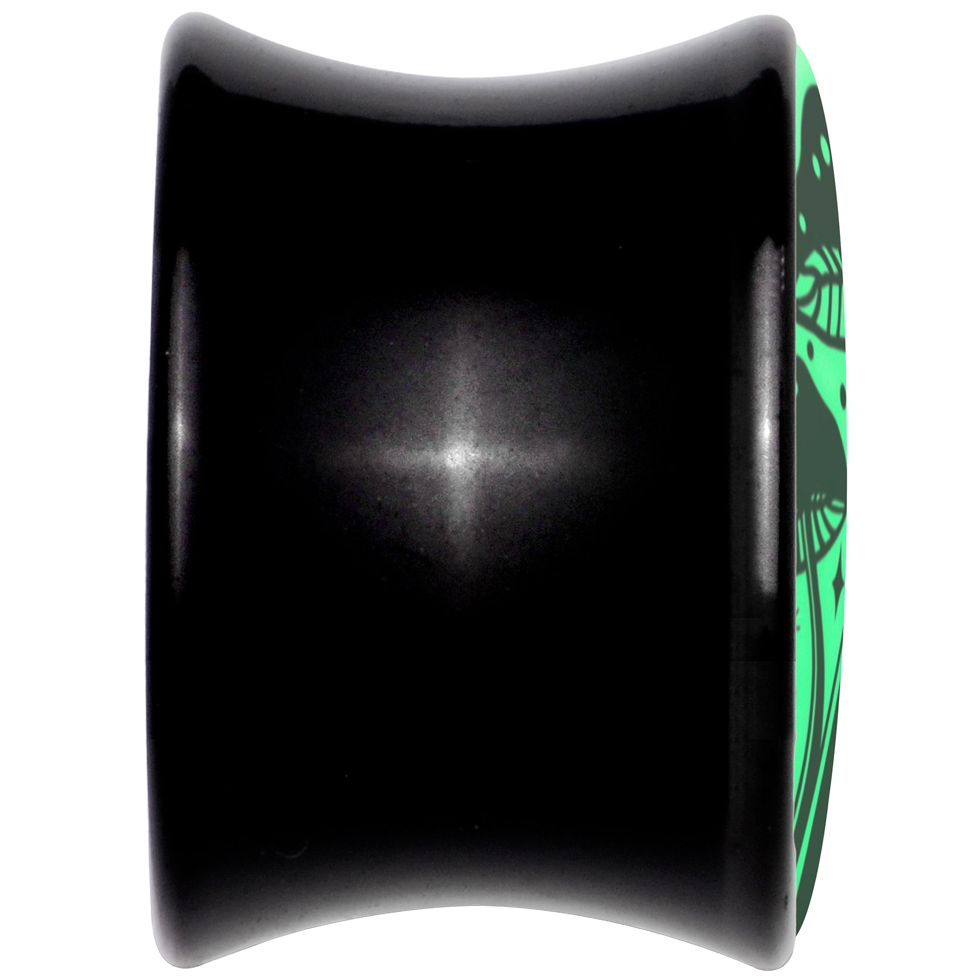 BodyCandy Glow in the Dark Mystic Mushroom Black Acrylic Saddle Plug Set by Onyx O — in-use photo