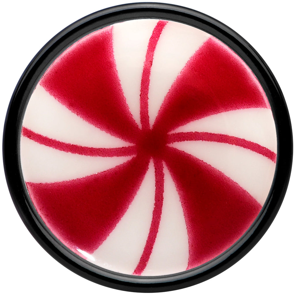 BodyCandy Black Acrylic Peppermint Candy Glow in Dark Double Flare Plug Set by Onyx O — side view