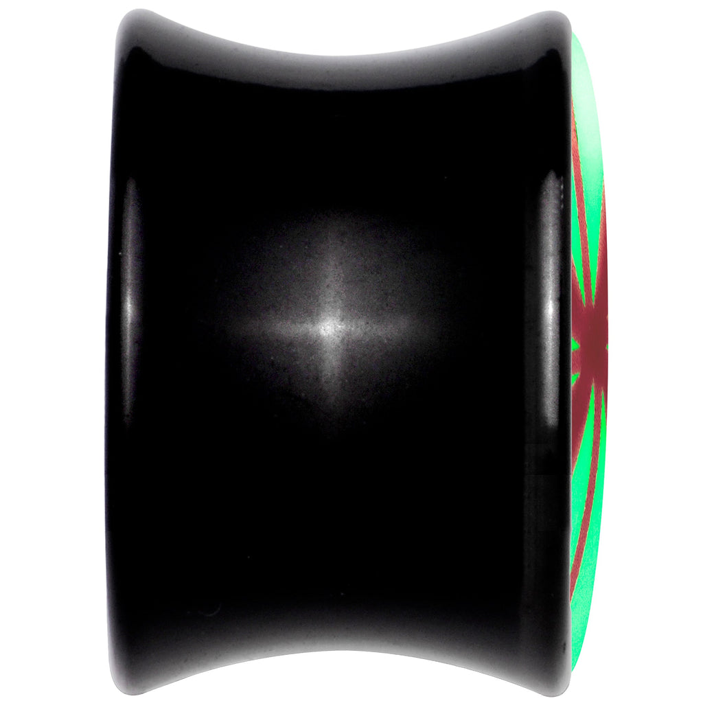 BodyCandy Black Acrylic Peppermint Candy Glow in Dark Double Flare Plug Set by Onyx O — back view